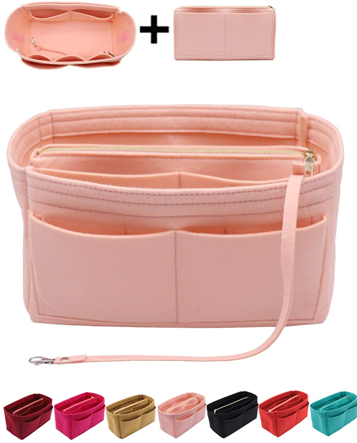 Felt Purse Bag Organizer Insert with zipper Bag Tote Shaper Fit Speedy Neverfull MM GM