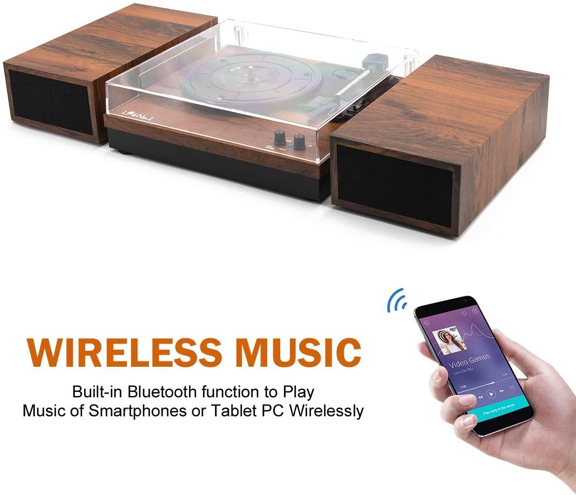 LP&No.1 Retro Bluetooth Record Player with Stereo External Speakers - JOY2ESpree