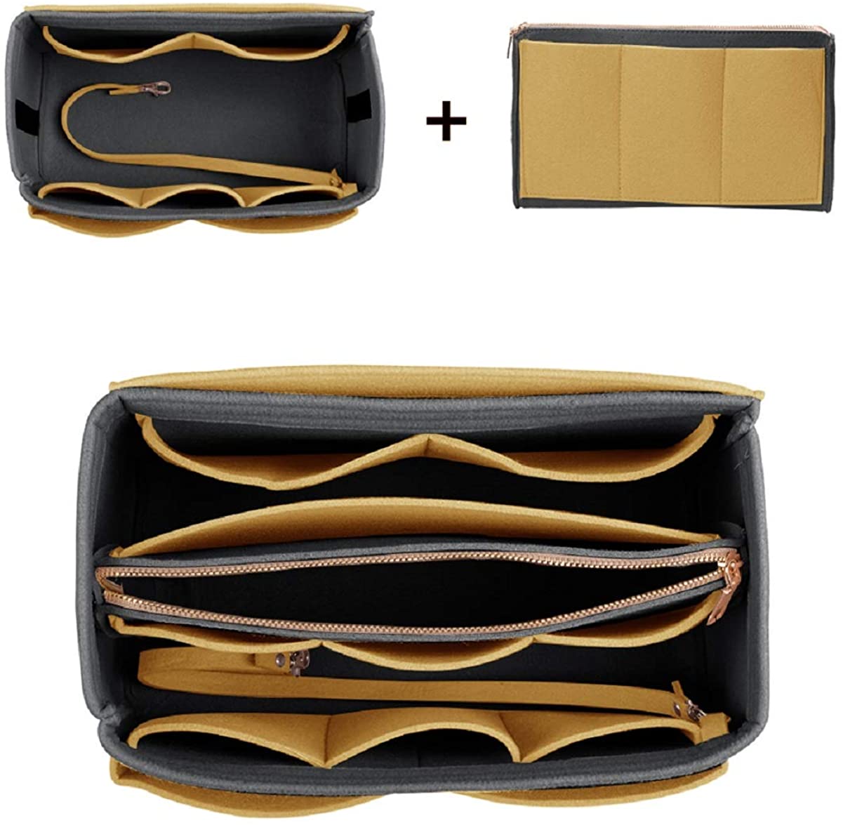 Purse Organizer Insert, Felt Bag organizer with zipper, Handbag & Tote Shaper, For Speedy Neverfull Tote, 5 Sizes