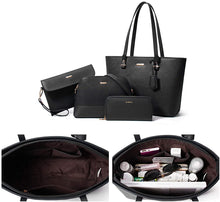 
                        
                          Load image into Gallery viewer, Women Fashion Handbags Wallet Tote Bag Shoulder Bag Top Handle Satchel Purse Set 4pcs
                        
                      