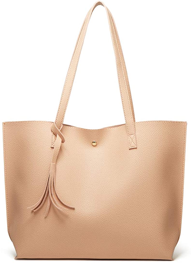 Women's Soft Faux Leather Tote Shoulder Bag from Dreubea, Big Capacity Tassel Handbag