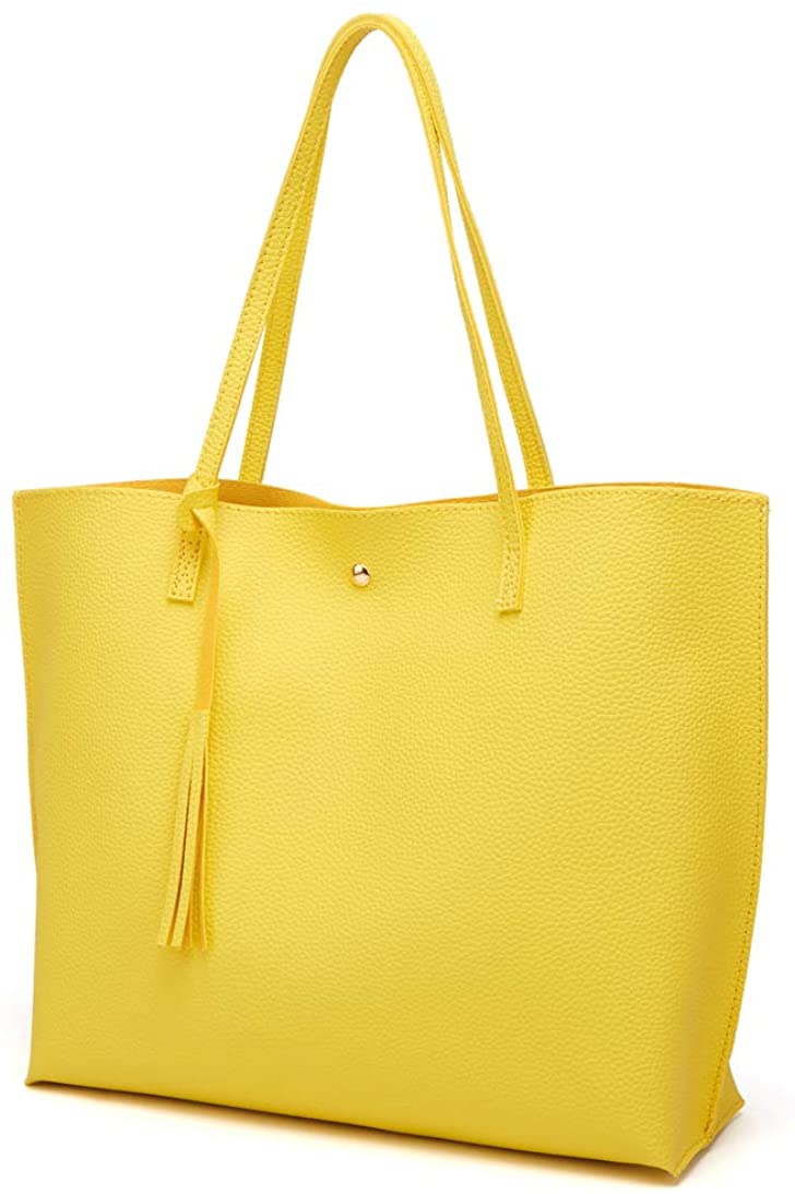 Women's Soft Faux Leather Tote Shoulder Bag from Dreubea, Big Capacity Tassel Handbag