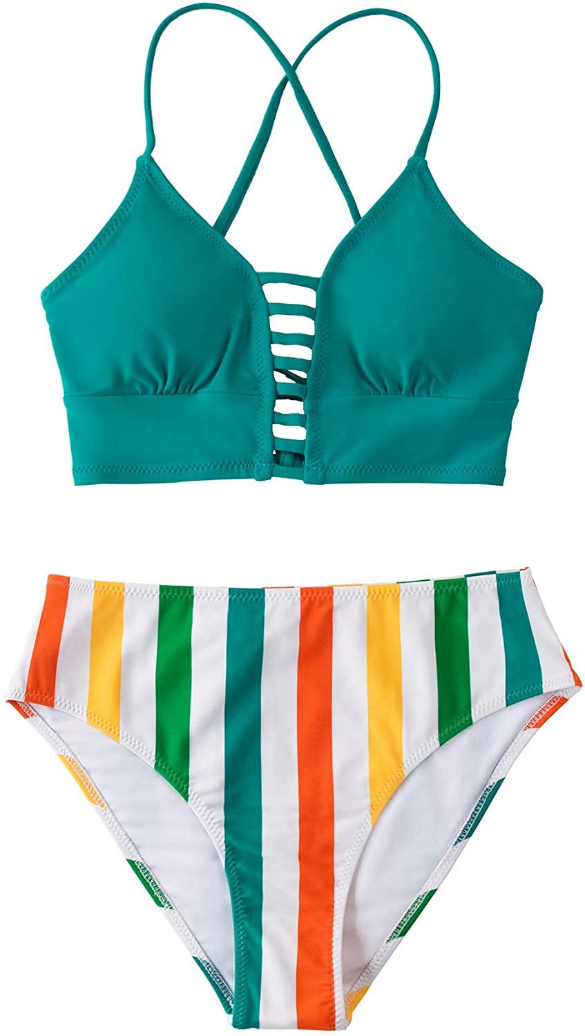 CUPSHE Women’s Bikini Swimsuit Floral Print Lace Up Strappy Two Piece Bathing Suit
