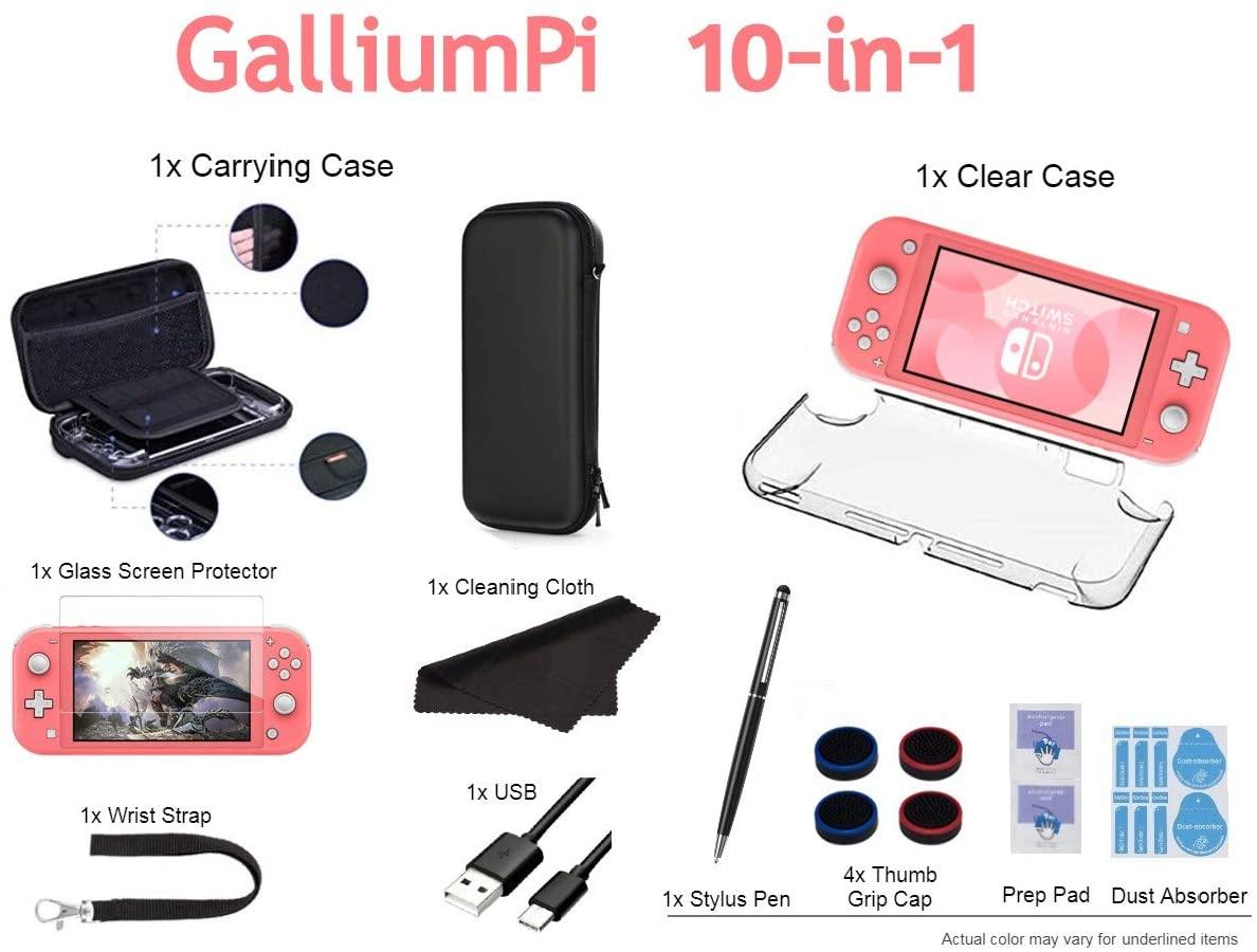 Newest Nintendo Switch Lite - Coral Game Console, 5.5” LCD Touch 1280x720 Screen, Built-in +Control Pad, WiFi, Bluetooth with GalliumPi 10-in-1 Bundle - JOY2ESpree