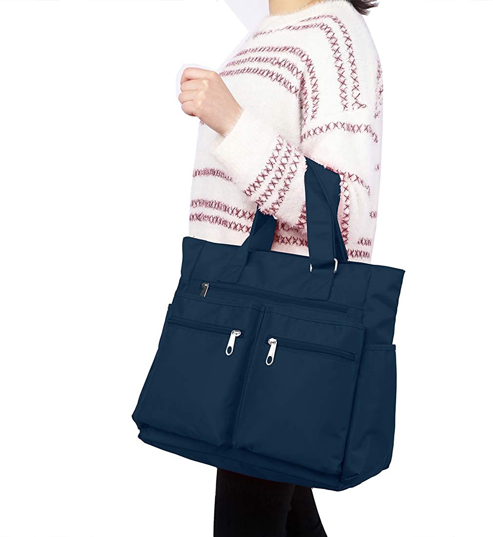 Canvas Tote Bag Waterproof Nylon Multi Pocket Shoulder Bags Laptop Work Bag Teacher Purse and Handbags for Women & Men
