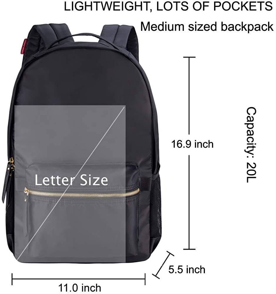 HawLander Lightweight Backpack for Women or Girls, Mid-Volume 20.0L