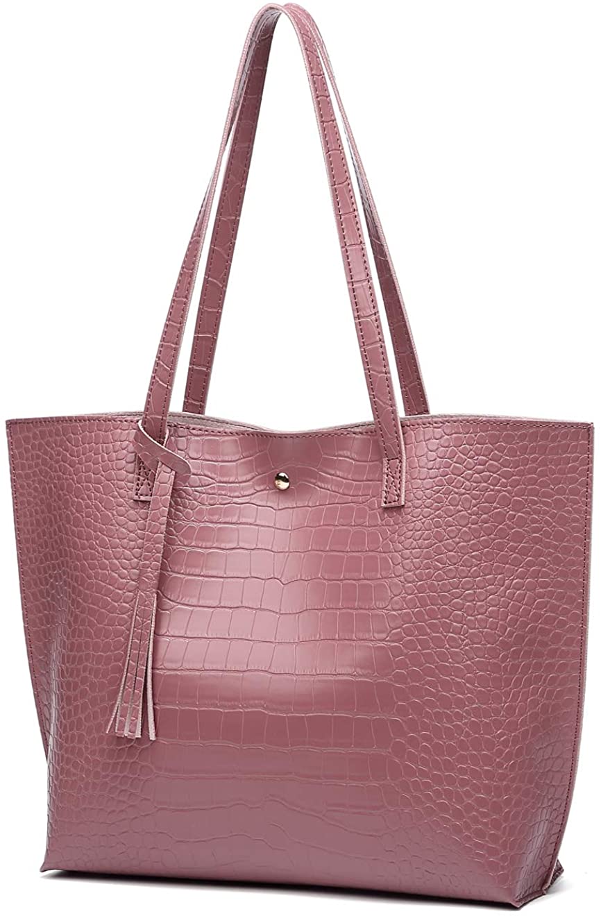 Women's Soft Faux Leather Tote Shoulder Bag from Dreubea, Big Capacity Tassel Handbag