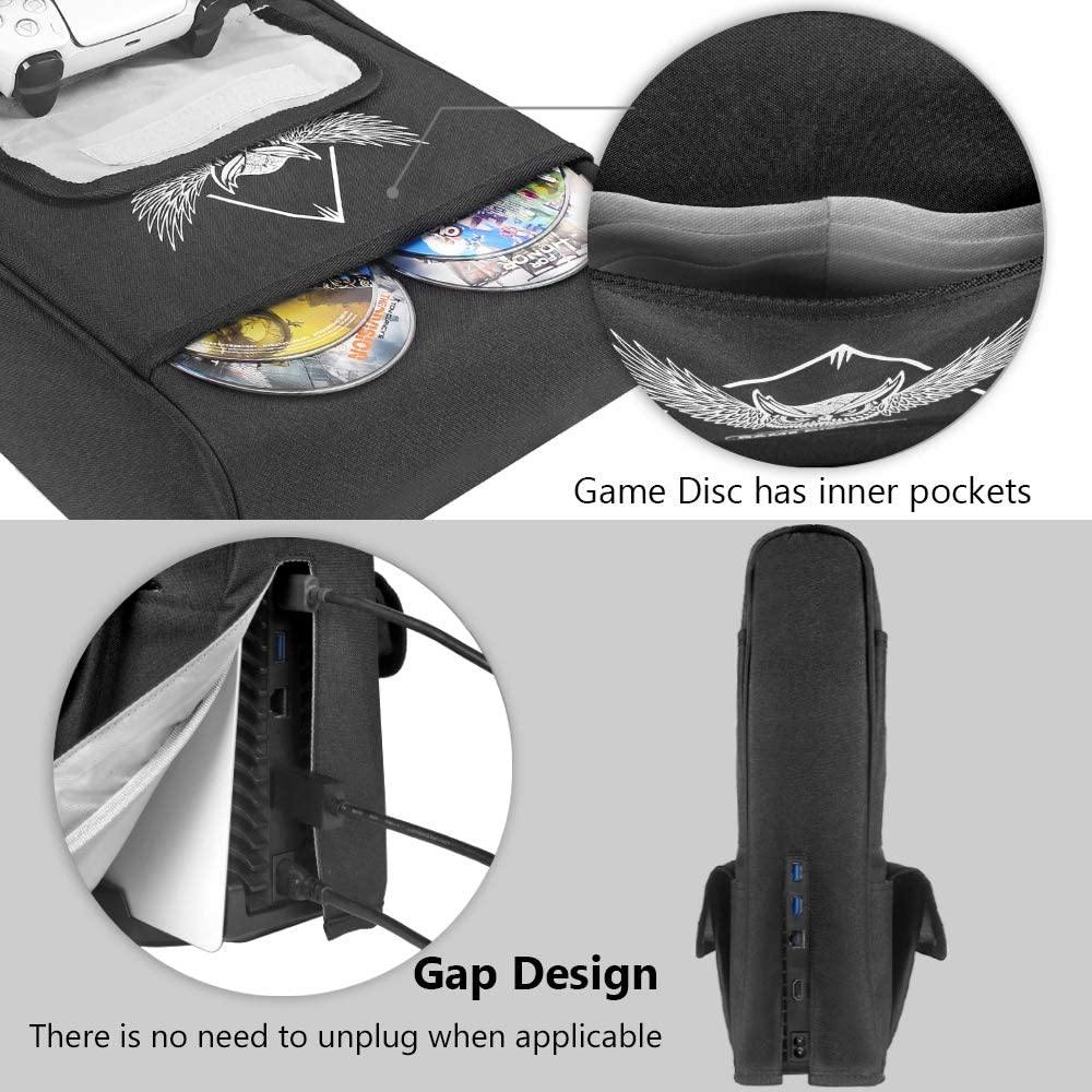 Esimen Sleeve Protective Case Dust Cover for PS5 Console /Playstation 5 Digital Edition ,PS5 Controller Cover Compatible with 12 Game Disc Pockets - JOY2ESpree