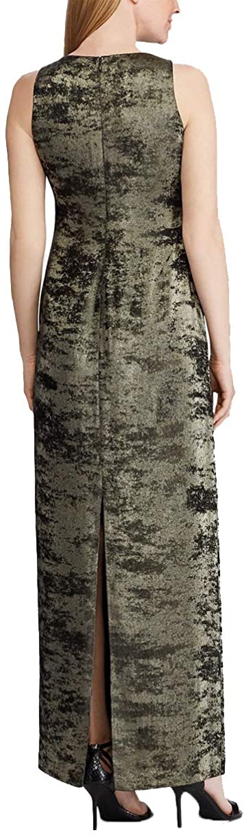 LAUREN RALPH LAUREN Womens Deming Metallic Maxi Evening Dress
