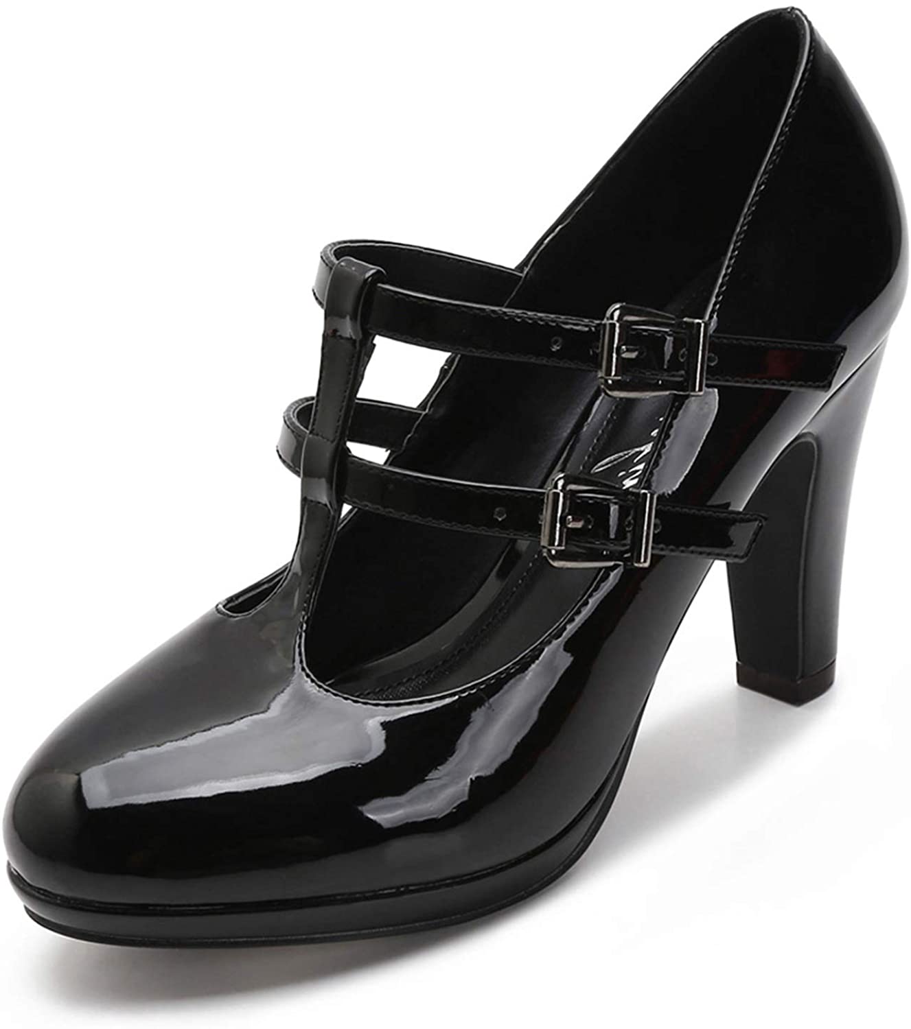 MACKIN J G574-1 Women's Mary Jane Vintage Heels Chunky Platform T-Strap Dress Pumps