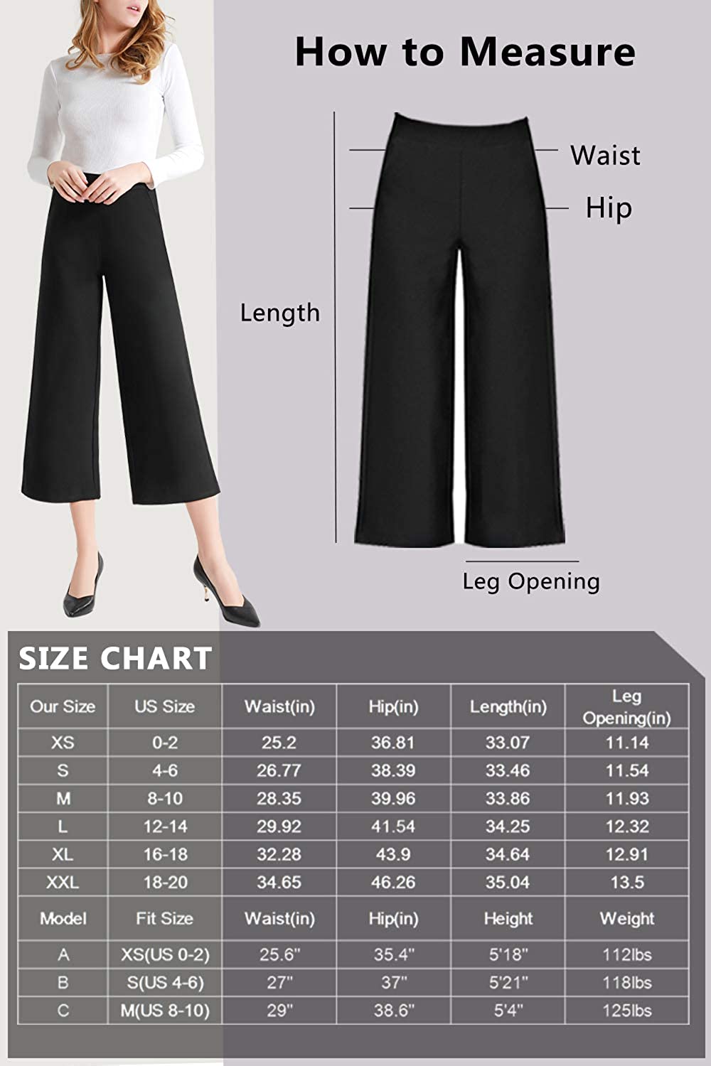 Tsful High Waisted Wide Leg Pants for Women Summer Business Casual Crop Dress Pants Stretch Pull On Capris