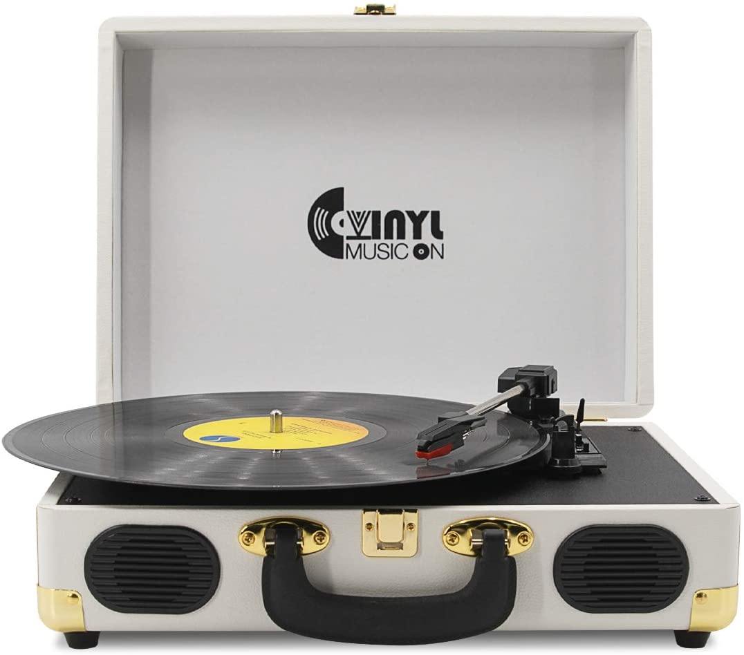 Retro Record Player for 33/45/78 RPM Vinyl Records,Bluetooth Belt-Drive Turntable - JOY2ESpree