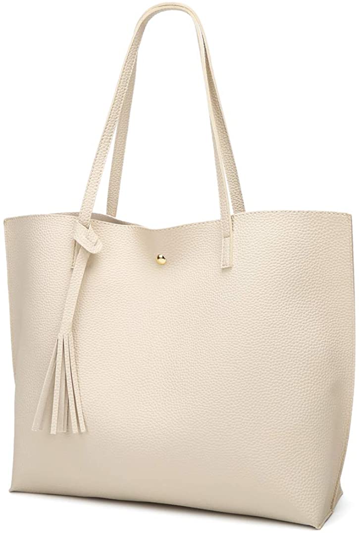 Women's Soft Faux Leather Tote Shoulder Bag from Dreubea, Big Capacity Tassel Handbag