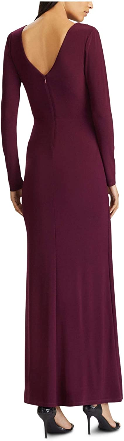 LAUREN RALPH LAUREN Womens Embellished V-Neck Evening Dress