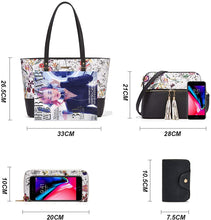 
                        
                          Load image into Gallery viewer, Women Fashion Handbags Wallet Tote Bag Shoulder Bag Top Handle Satchel Purse Set 4pcs
                        
                      