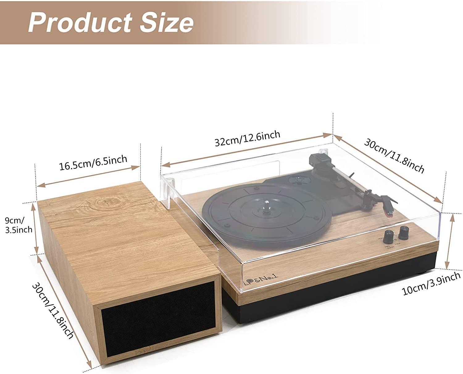 LP&No.1 Retro Bluetooth Record Player with Stereo External Speakers - JOY2ESpree