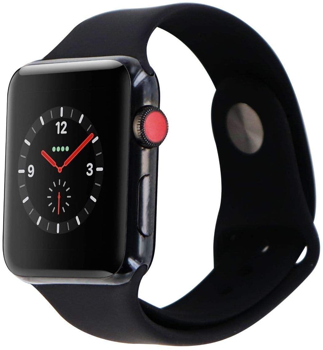 Apple Watch Series 3 (GPS + Cellular, 38MM) - Space Gray Aluminum Case with Black Sport Band (Renewed) - JOY2ESpree