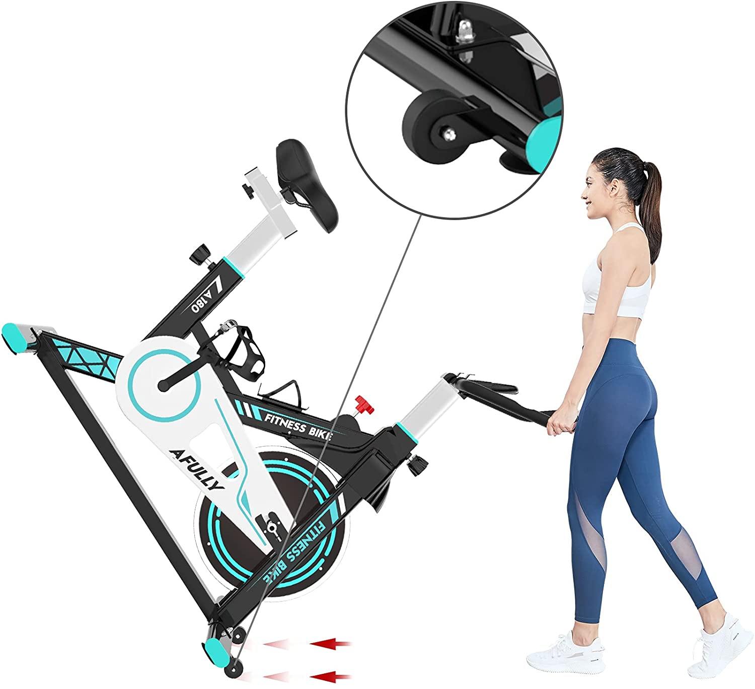 Afully Indoor Exercise Bikes Stationary, Fitness Bike Upright Cycling Belt Drive - JOY2ESpree