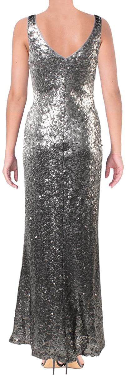 LAUREN RALPH LAUREN Lemony Women's Sequined Sleeveless V-Neck Column Gown