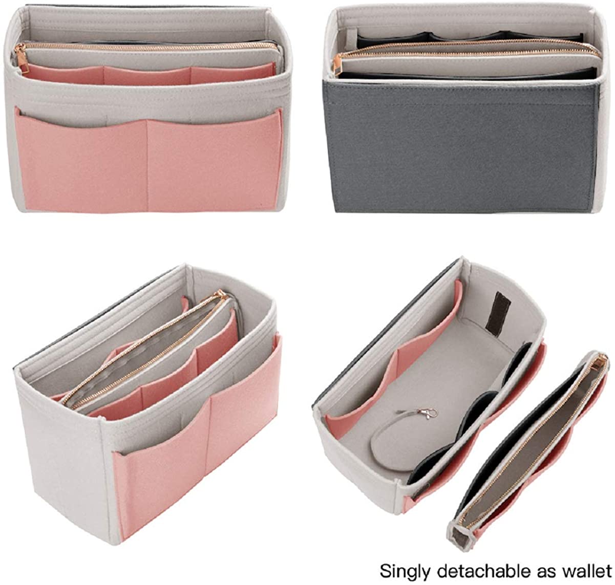 Purse Organizer Insert, Felt Bag organizer with zipper, Handbag & Tote Shaper, For Speedy Neverfull Tote, 5 Sizes