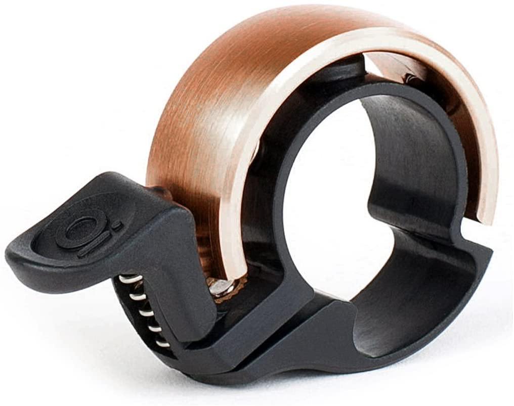 Knog Oi Bike Bell - Original & Luxe Styles, Built in Cable-Clip, Adult/Youth Bicycle Bell (Black, Copper, Brass, Aluminum)