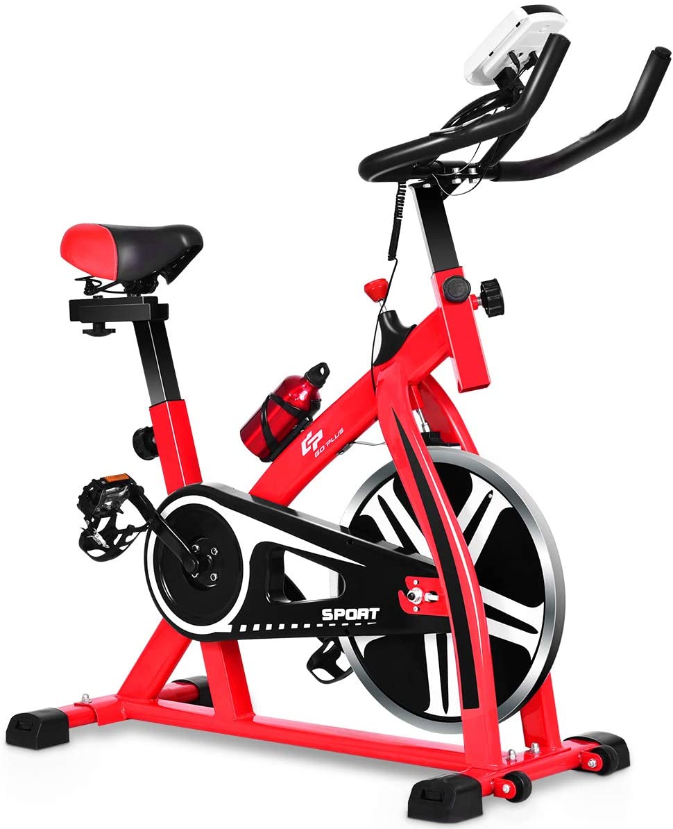 Goplus Indoor Cycling Bike, Stationary Bicycle Exercise Bike with Flywheel, LCD Display - JOY2ESpree