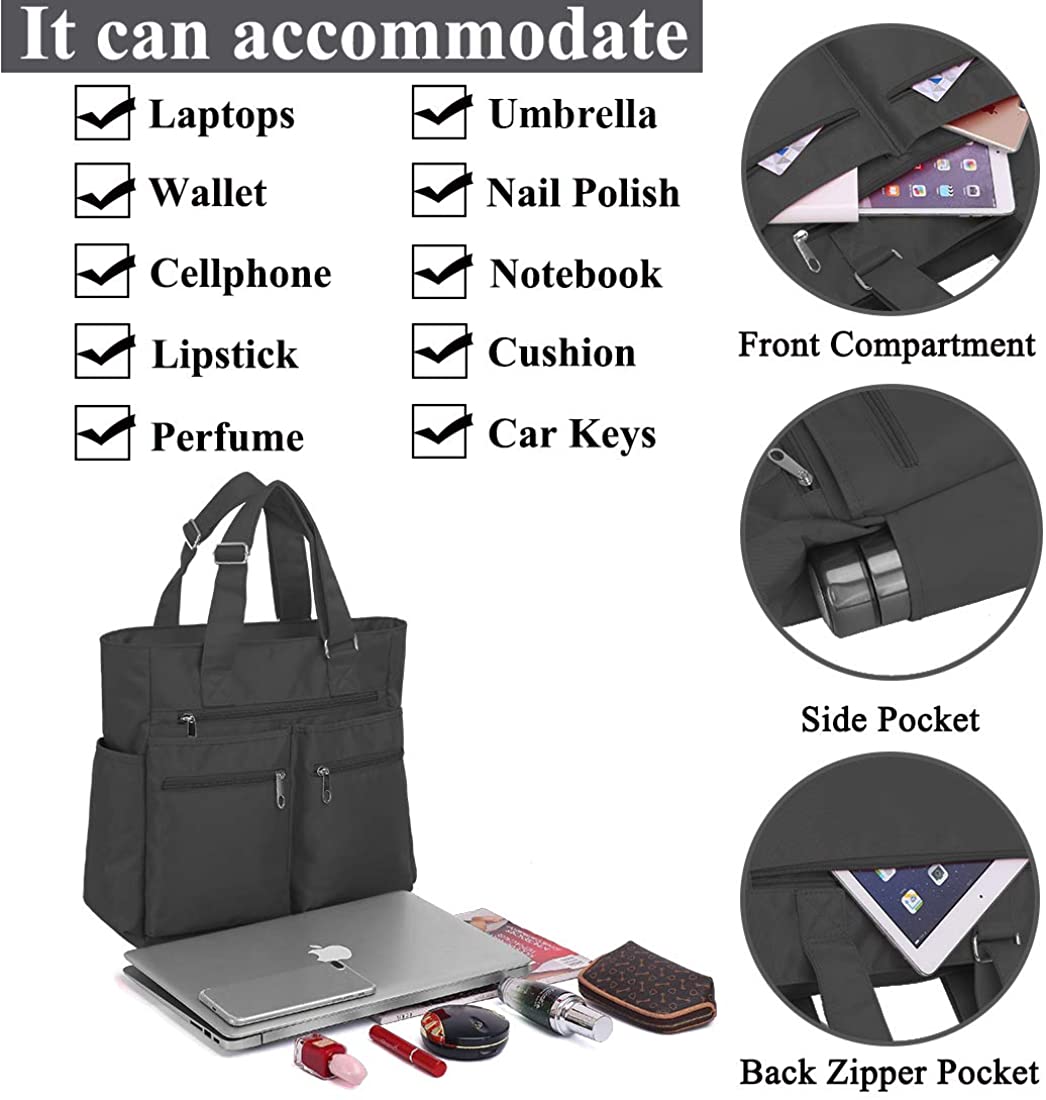 Canvas Tote Bag Waterproof Nylon Multi Pocket Shoulder Bags Laptop Work Bag Teacher Purse and Handbags for Women & Men