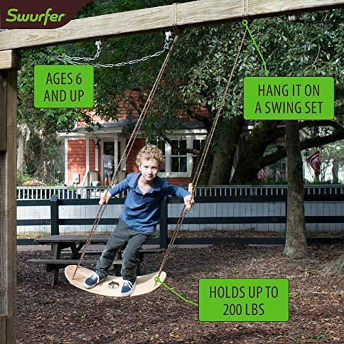 Swurfer - the Original Stand Up Surfing Swing - Curved Maple Wood Board To Easily Surf The Air