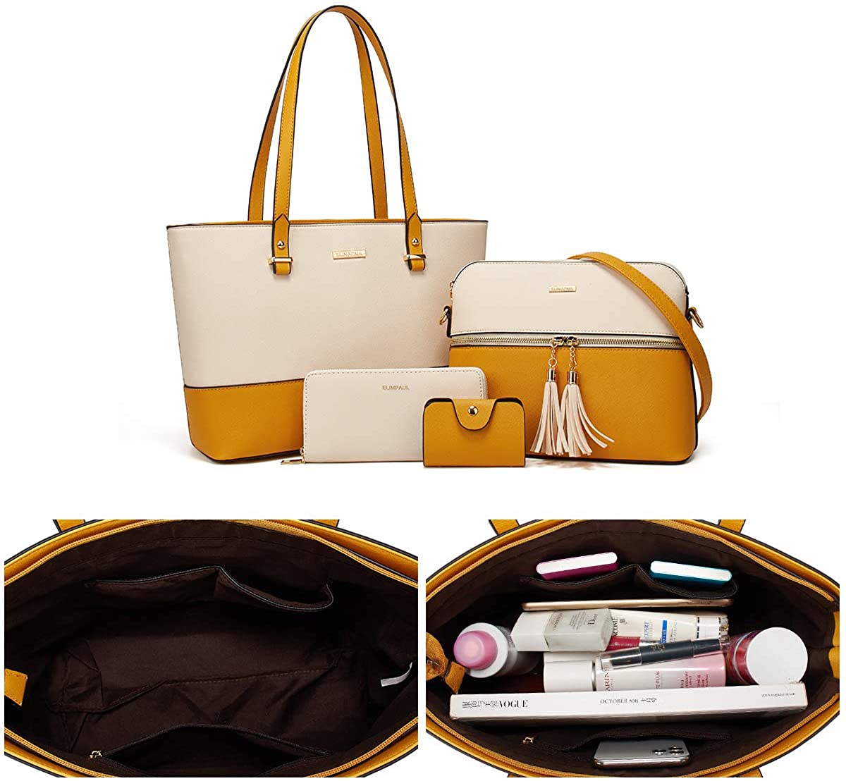 Women Fashion Handbags Wallet Tote Bag Shoulder Bag Top Handle Satchel Purse Set 4pcs