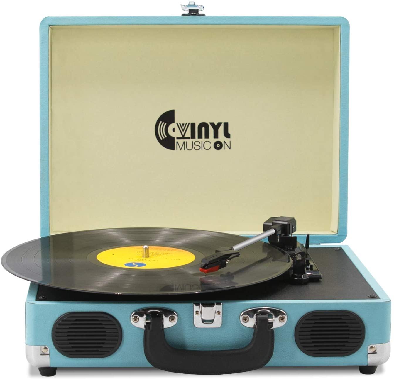 Retro Record Player for 33/45/78 RPM Vinyl Records,Bluetooth Belt-Drive Turntable - JOY2ESpree
