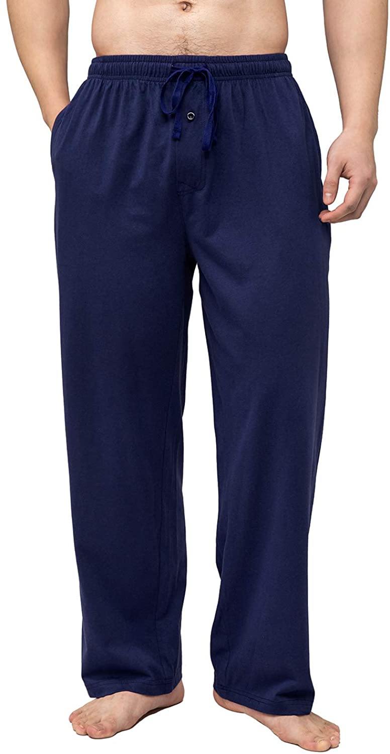 Bintangor Men's Sleep Pajama Pants 100% Cotton Knit Elastic Waistband Lounge Wear Long