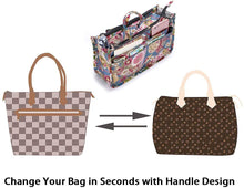
                        
                          Load image into Gallery viewer, BTSKY New Printing Handbag Organizers Inside Purse Insert-High Capacity 13 Pockets Bag Tote Organizer with Handle Peacock Flower
                        
                      