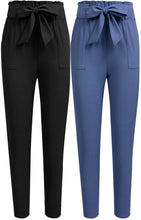
                        
                          Load image into Gallery viewer, Freeprance Women's Pants Casual Trouser Paper Bag Pants Elastic Waist Slim Pockets
                        
                      