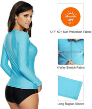 
                        
                          將圖片載入圖庫檢視器 CharmLeaks Women's Long Sleeve Rashguard UPF 50 Sun Protection Swimsuit Top Striped Swim Shirts
                        
                      