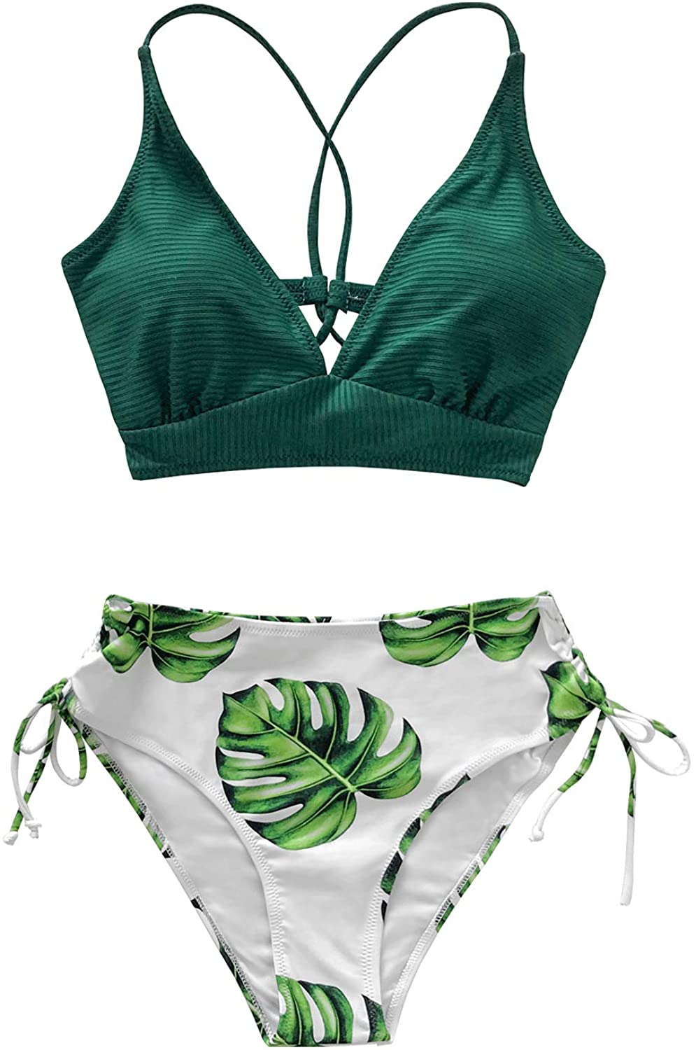 CUPSHE Women's Lace Up Bikini Swimsuit Adjustable Shoulder Straps Sets
