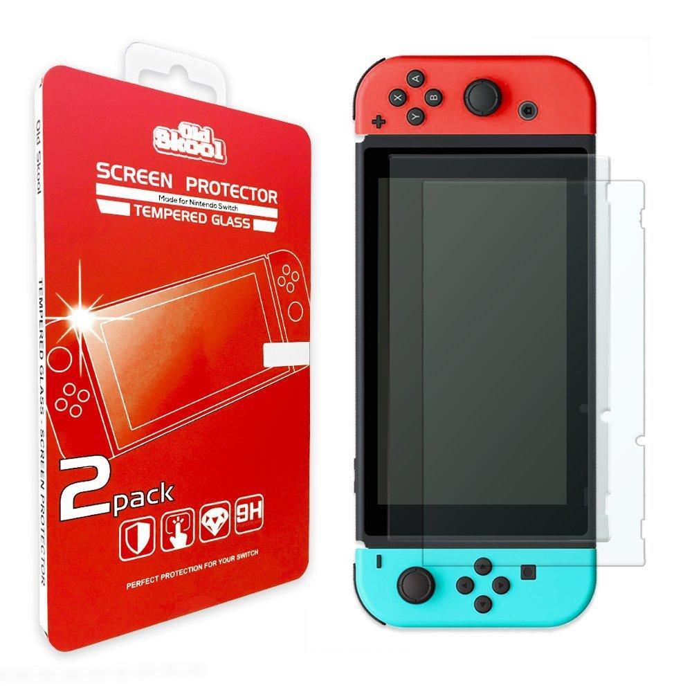 Old Skool Tempered Glass Screen Protector for Nintendo Switch 2017 (2-Pack) HD Shield with Anti-Bubble & Anti-Fingerprint Film - JOY2ESpree