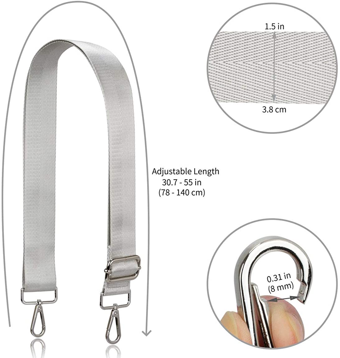 Allzedream Wide Purse Strap Replacement Crossbody Shoulder Bag Adjustable