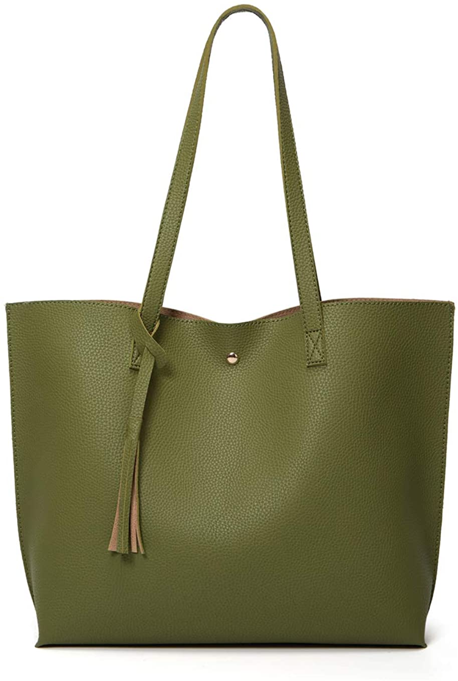 Women's Soft Faux Leather Tote Shoulder Bag from Dreubea, Big Capacity Tassel Handbag