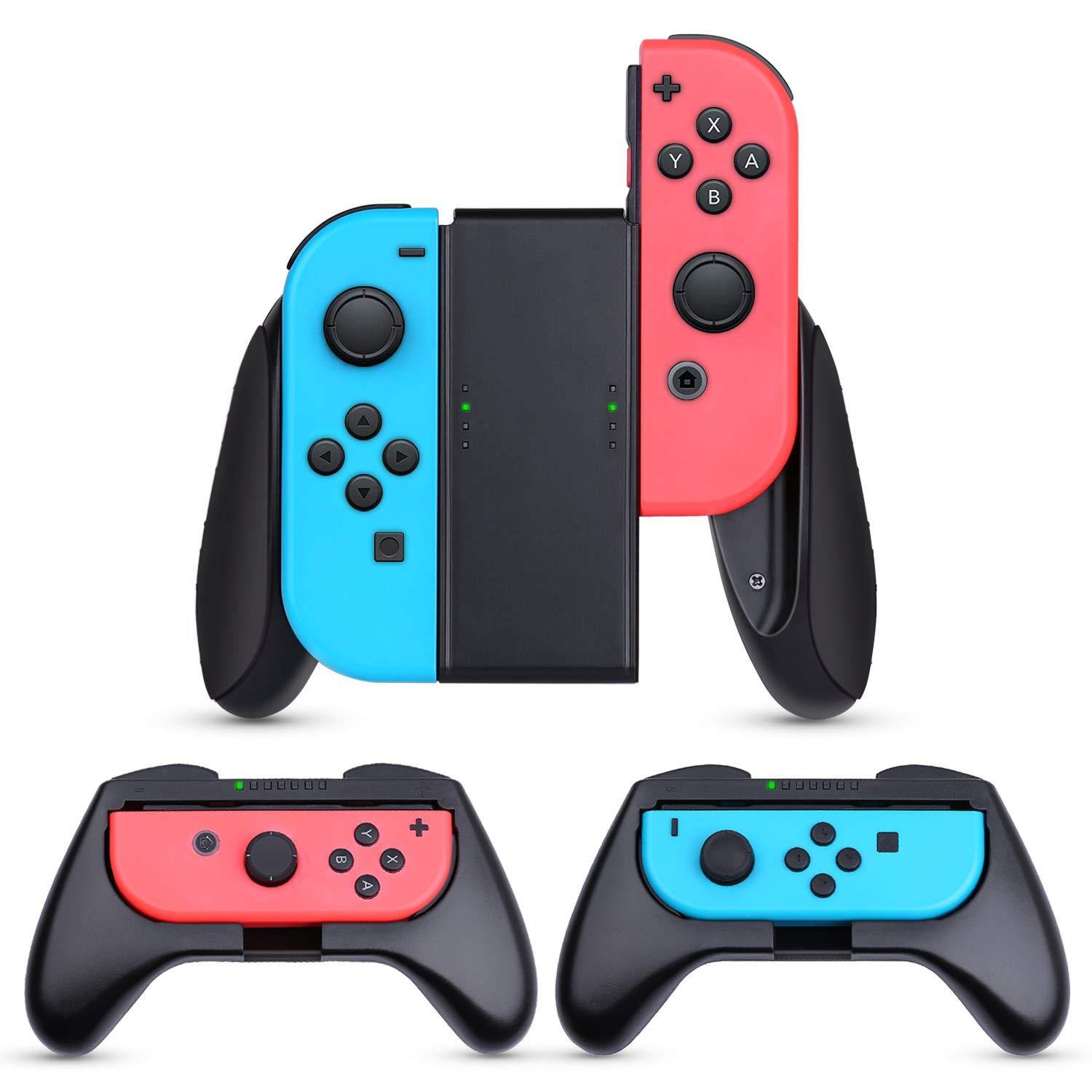 HEYSTOP Grip Compatible with Nintendo Switch Grip 3 Pack Wear Resistant Game Switch Controller Handle Case Kit for Nintendo Switch Joy Con, Black - JOY2ESpree