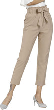 
                        
                          Load image into Gallery viewer, Freeprance Women's Pants Casual Trouser Paper Bag Pants Elastic Waist Slim Pockets
                        
                      