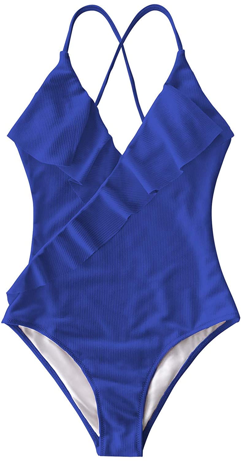 CUPSHE Women's One Piece Swimsuit Ruffle Wrap Textured Beach Swimwear Bathing Suits