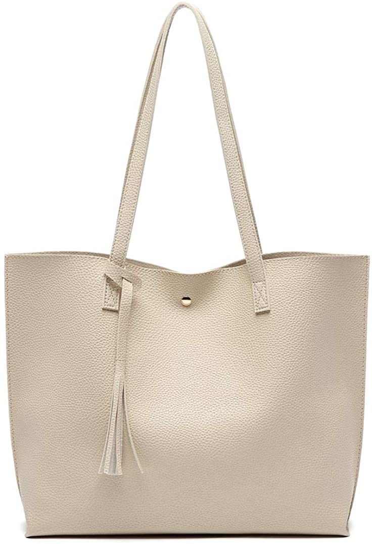 Women's Soft Faux Leather Tote Shoulder Bag from Dreubea, Big Capacity Tassel Handbag
