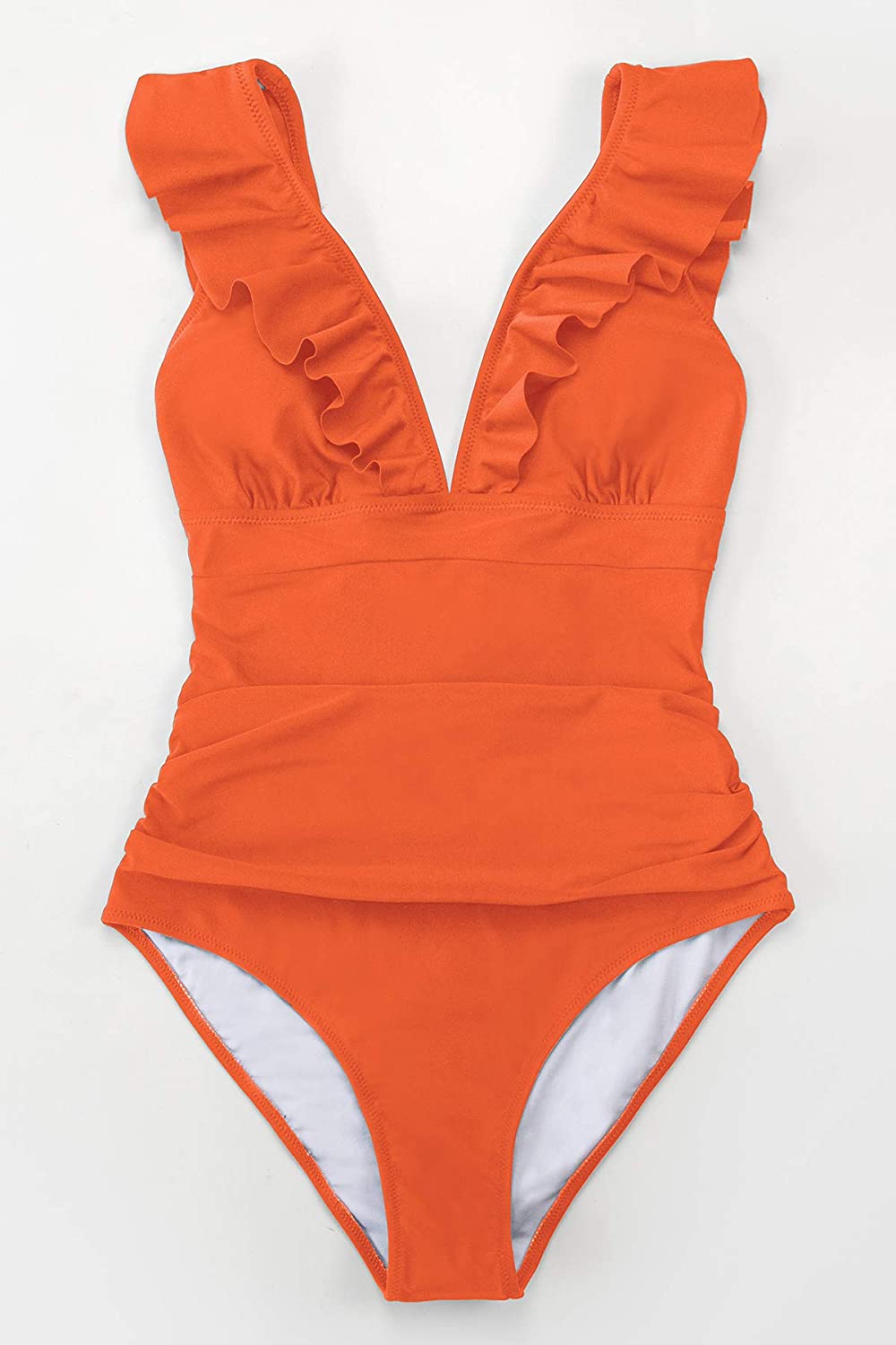 CUPSHE Women's V Neck One Piece Swimsuit Ruffled Lace Up Monokini