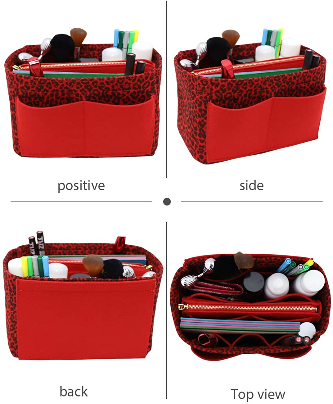 Felt Purse Bag Organizer Insert with zipper Bag Tote Shaper Fit Speedy Neverfull MM GM