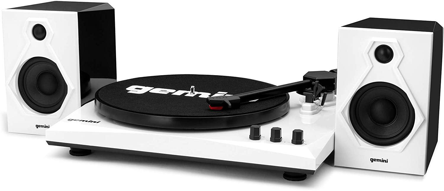 Gemini Sound TT-900 Series Stereo Belt Drive Turntable Sound System Set, 3 Speed Vinyl Record Bluetooth Player with Dual 50W Watts Speakers, Black/Red - JOY2ESpree