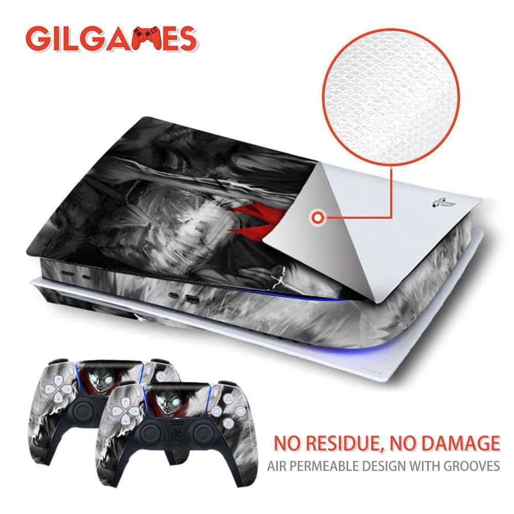GilGames Skin Decals Faceplate for Playstation 5, Vinyl Protector Wrap Full Set Protective Cover Stickers Kit Console and Controller (Disk Edition) - JOY2ESpree