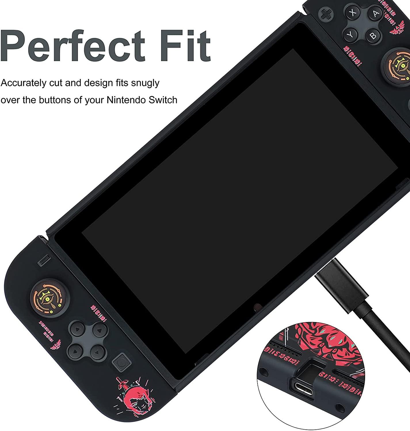 Dockable Case for Nintendo Switch,Protective Case Cover for Joy-Con Controllers with 4 Thumb Grips and Glass Screen Protector(The Legend of Zelda) - JOY2ESpree