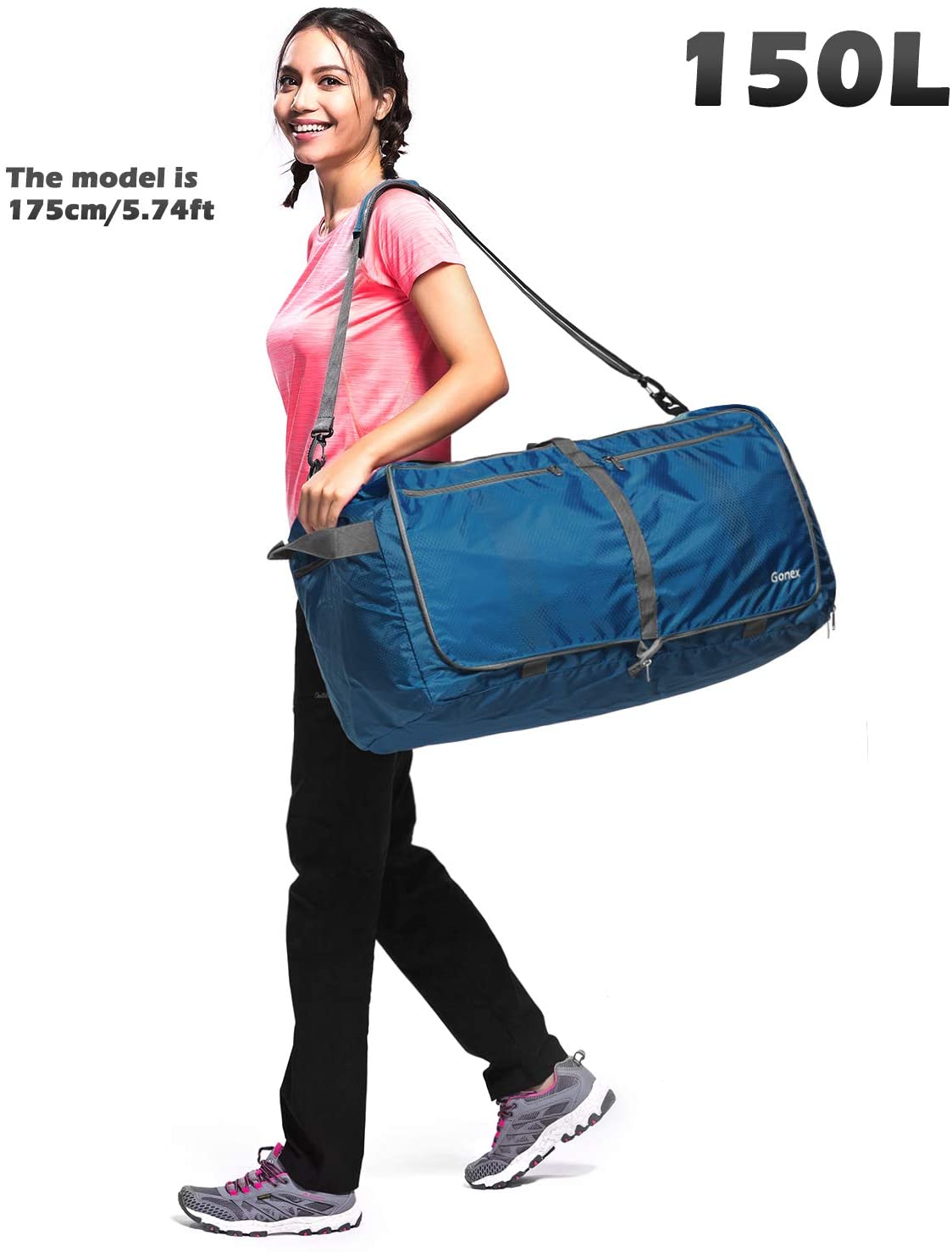 Gonex 150L Travel Duffel Bag Foldable Extra Large Duffle Bag XL Heavy Duty for Men Women for Luggage Shopping Gray