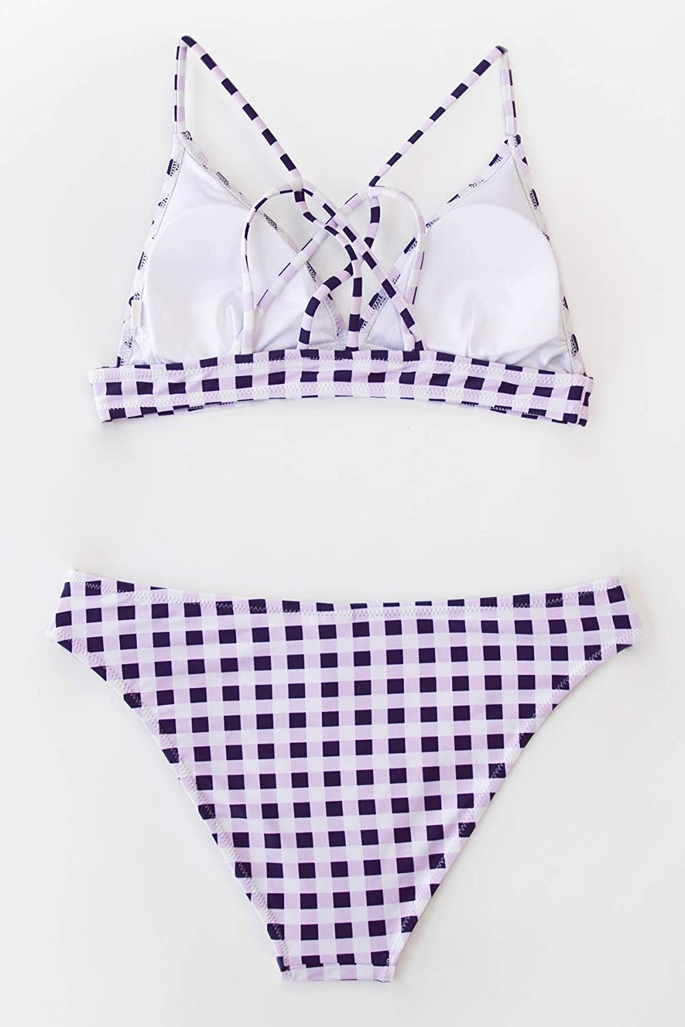CUPSHE Women’s Bikini Swimsuit Stripe V Neck Back Cross Two Piece Bathing Suit