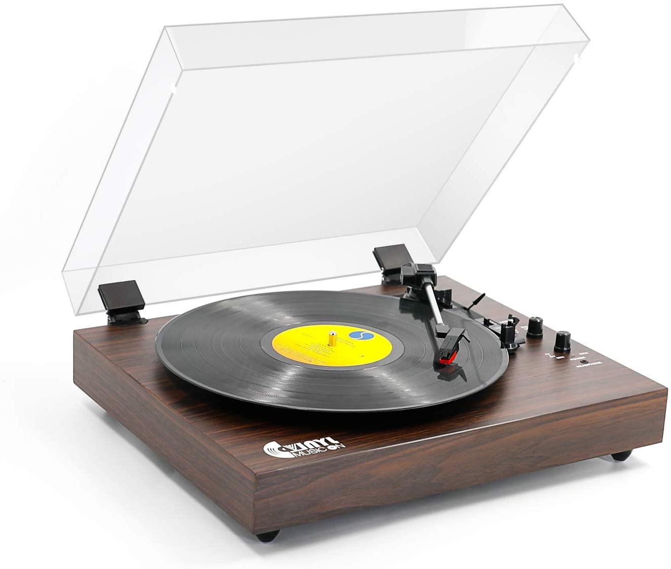 Retro Record Player for 33/45/78 RPM Vinyl Records,Bluetooth Belt-Drive Turntable - JOY2ESpree